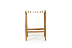 Pasadena Leather Saddle Stool – White – Woven