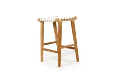 Pasadena Leather Saddle Stool – White – Woven -Abide Interiors Pasadena Saddle Stool Woven White 1 3