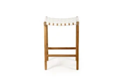 Pasadena Leather Saddle Stool – White – Woven -Abide Interiors Pasadena Saddle Stool Woven White 2