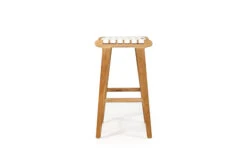 Pasadena Leather Saddle Stool – White – Woven -Abide Interiors Pasadena Saddle Stool Woven White 4