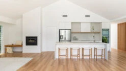 Pasadena Leather Saddle Stool – White – Flat -Abide Interiors Pasadena Saddle White Flat Styled 1