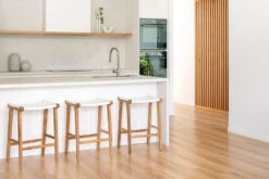 Pasadena Leather Saddle Stool – White – Flat -Abide Interiors Pasadena Saddle White Flat Styled 4