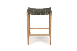 Pasadena Leather Saddle Stool – Olive – Woven -Abide Interiors Pasdena Saddle Stool Olive Woven 2