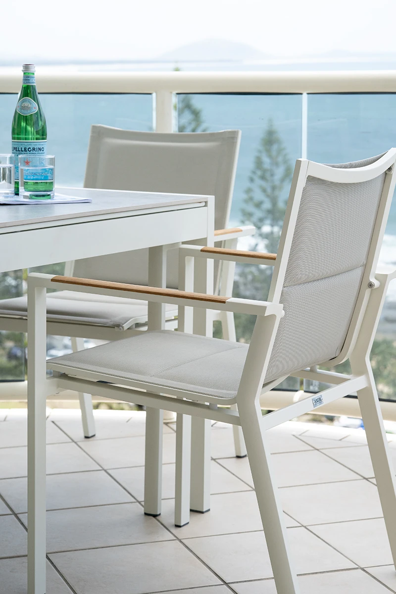 Roberto Stackable Outdoor Dining Chair – Pearl White – Set Of 4 4 Roberto Stackable Outdoor Dining Chair – Pearl White – Set Of 4 - Image 2