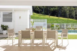 Carmel Outdoor Extension Table 3.1m – Pearl White Powder Coated Legs -Abide Interiors Roberto WH 14