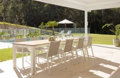 Carmel Outdoor Extension Table 3.1m – Pearl White Powder Coated Legs -Abide Interiors Roberto WH 16