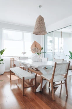 Sabai Woven Bench Seat – White – Close Weave -Abide Interiors Sabai Bench White Styled 2 1