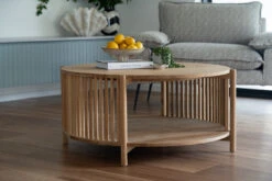 Sadie Round Coffee Table – 100cm -Abide Interiors Sadie Coffee 100cm Nat Styled 3