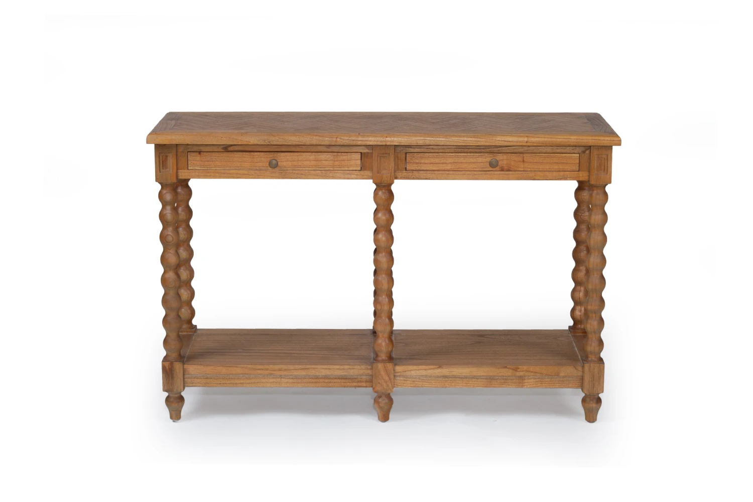 Stradbroke Bobbin Console Table – 2 Drawer – Herringbone Top 5 Stradbroke Bobbin Console Table – 2 Drawer – Herringbone Top - Image 3