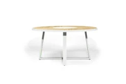 Watego Outdoor Round Dining Table – 1.9m – White Pearl Powder Coated Legs