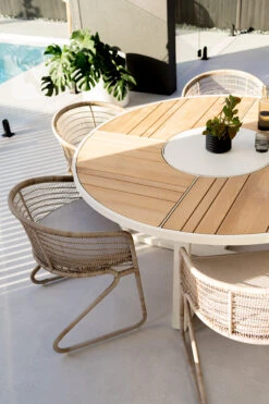 Watego Outdoor Round Dining Table – 1.6m – White Pearl Powder Coated Legs -Abide Interiors Watego Round Table White 11