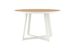 Watego Outdoor Round Dining Table – 1.25m – White Pearl Powder Coated Legs