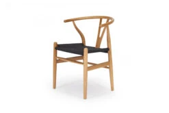 Wishbone Designer Chair – Natural Oak With Black Cord -Abide Interiors Wishbone Designer Replica Chair Natural Oak Black Cord 3