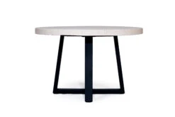 1.2m ETerrazzo Elkstone Round Dining Table – Ivory Coast With Black Powder Coated Legs