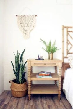 Stradbroke Bobbin Bedside Table -Abide Interiors styled pic